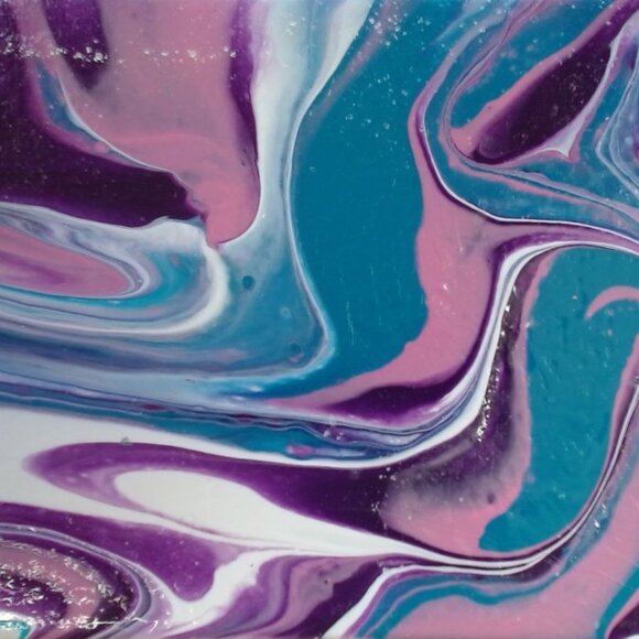 Canvas Board 5x7 Purple and teal Acrylic Abstract Painting - Picture 2 of 3